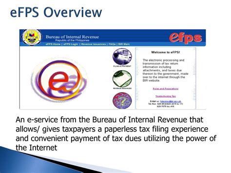 bureau of internal revenue|eFPS Home .